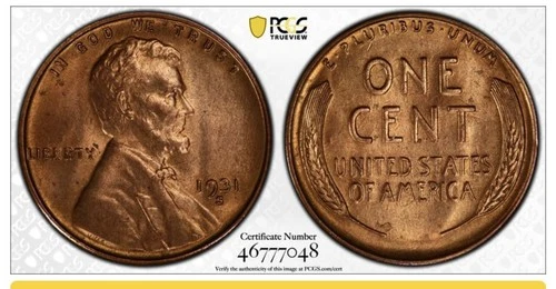 1931-S Lincoln Wheat Cent, High Grade, MS 65 RB PCGS, Beautiful Wheat Penny!