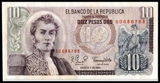 Colombia 10 Pesos oro 1980 UNC Banknote 60686768