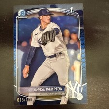 Chase Hampton 2025 Bowman Chrome 1st Blue Reptilian Refractor /150 Yankees