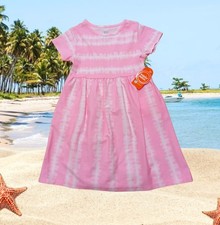 Wonder Nation Girls Pink White Tie Dye Short Sleeve Midi Dress Casual Summer