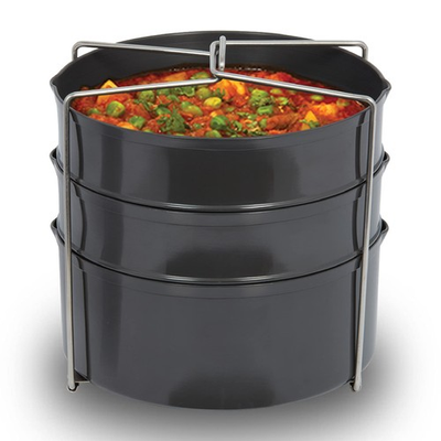 #ad #ad Three Dish Hard Anodised Set Cooker Separator Pressure Cooker Pots Black ... $64.99