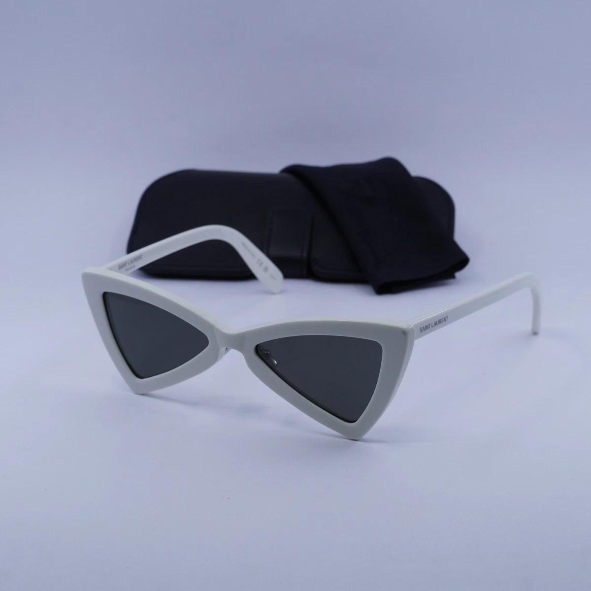Saint Laurent SL207 JERRY 007 Sunglasses White Cat Eye Frame, Grey Lenses Saint Laurent SL 303 JERRY Sunglasses 010 Shiny Silver - eye  main image 2