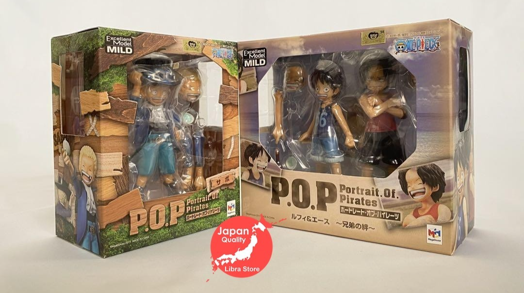 One Piece Portrait.Of.Pirates CB-EX Luffy & Ace, Sabo Figure Set