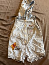 Vintage Winnie the Pooh Romper Shortalls Girls Baby Size 12M Floral 90s