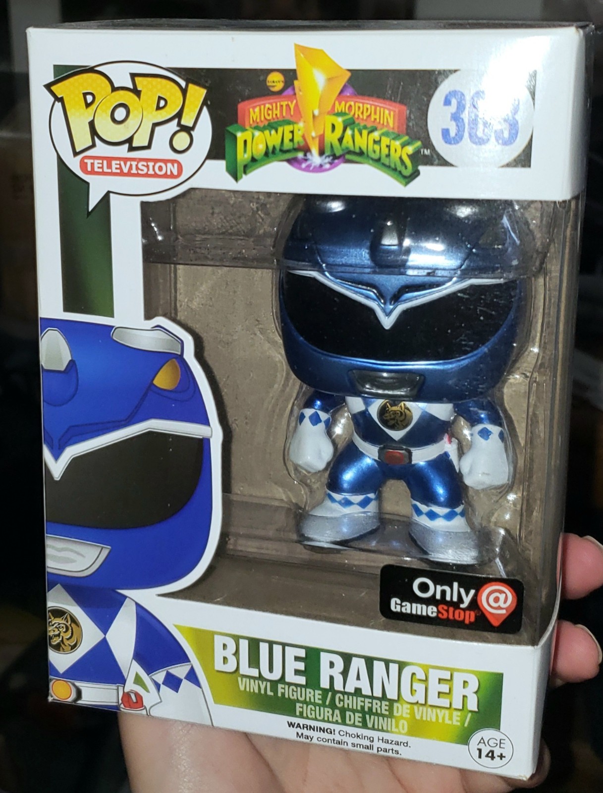 Funko Pop ! Blue Ranger 363 Gamestop Exclusive (Metallic) Power Rangers D01