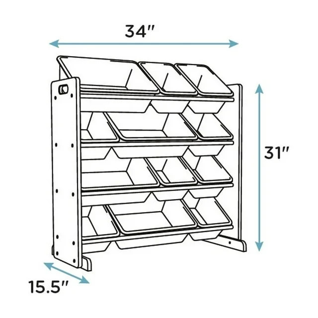 Humble Crew Primary Toy Storage Organizer with 12 Plastic Storage Bins