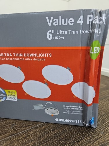 Halo HLB 6 in. LED Recessed Light Kit 4-Pack Dimmable Canless HLBSL6099FS35-4PK - Picture 3 of 5