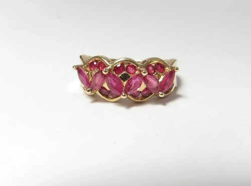 2Ct Marquise Cut Lab-Created Ruby Cluster Engagement Ring 14k Yellow Gold Plated - Picture 5 of 5
