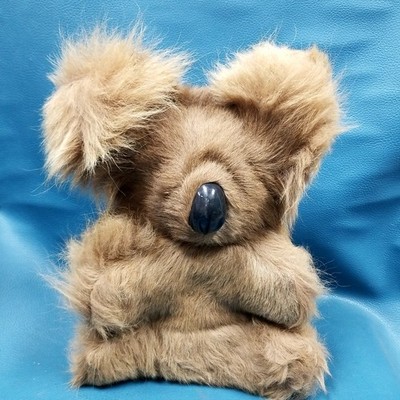 VTG 11'' Real Fur Brown Koala Toy Figurine Hard Body