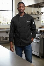 Chef Revival Double Breasted Black Chef Coat Jacket Long Sleeve Button 96152