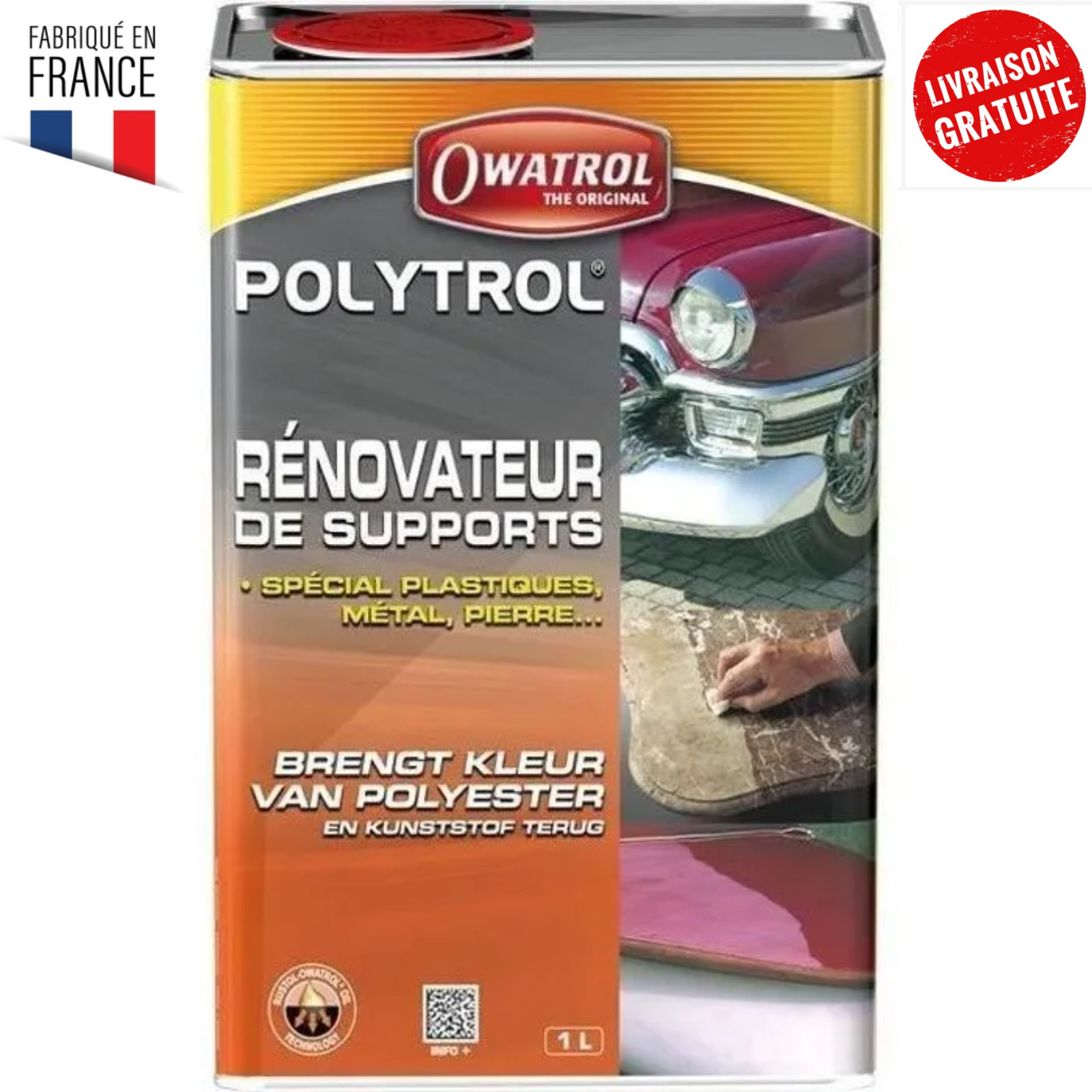Rénovateur plastique Polytrol Owatrol 1L pour pare-chocs et métal de voiture