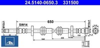 ATE 24.5140-0650.3 Bremsschlauch Vorderachse Vorne FüR Audi