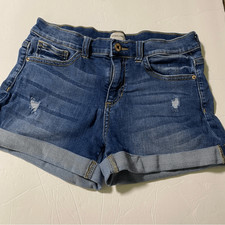 Sneak peek cuffed denim shorts mid rise medium wash stretchy size M