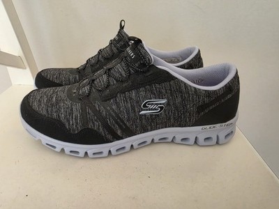 Skechers Glide Step Shoes Womens 10 Black Gray Air Cooled Memory Foam Sneakers