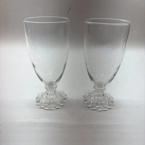 2 Anchor Hocking Burwick Boopie Clear Glass Tumblers 7" Vintage Mid-Century
