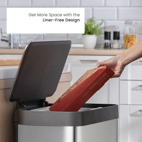 Space-Saving 70 Liter Stainless Steel Trash Can with Soft Close Lid Mechanism - Picture 6 of 12