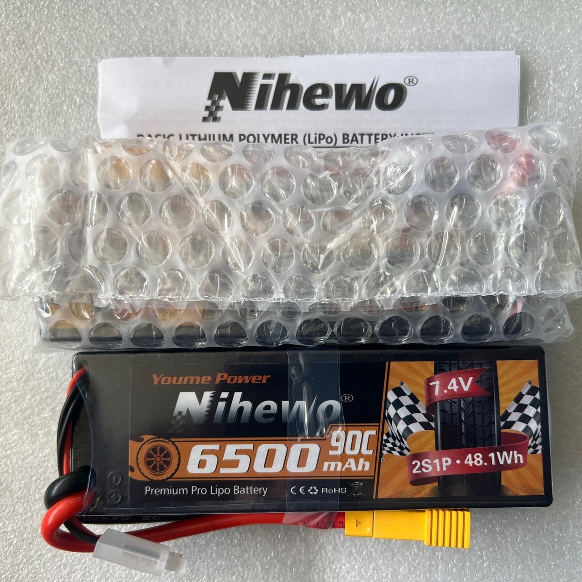 hia_　0710 Nihewo 2S Lipo Battery 2Packs 7.4V RC Lipo Battery Pack