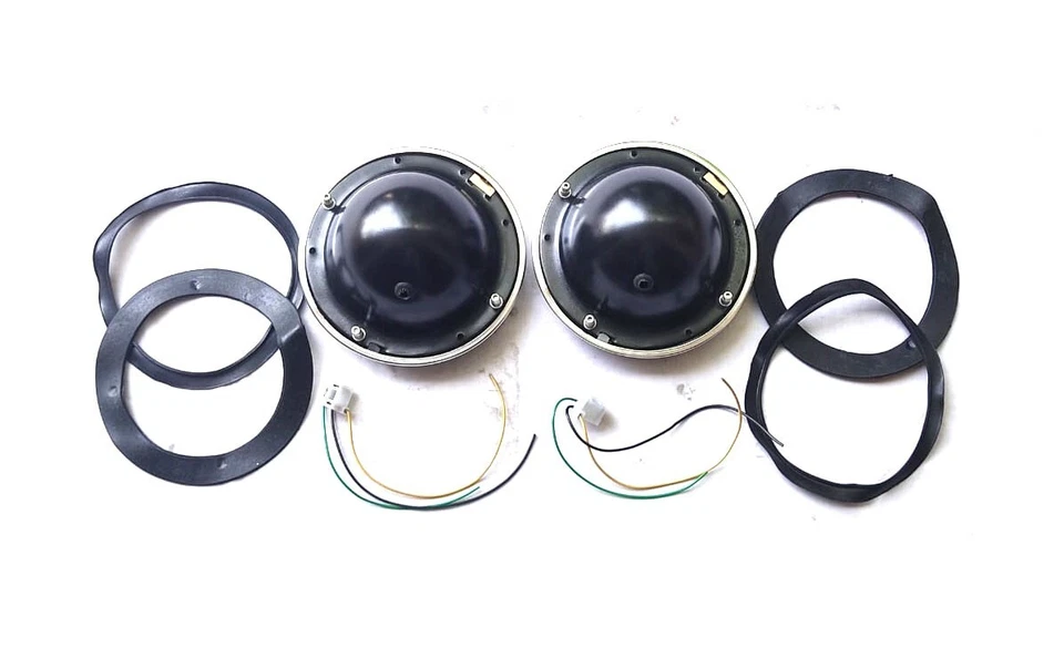 Pair of 7" Lucas Type metal Headlamp/ headlight Bowl/ Bucket + Adjuster Morris - Imagem 3 de 4