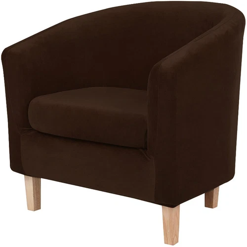 Stretch Velvet Tub Chair Covers Armchair Slipcovers Single Sofa Split Seat Cover - Picture 21 of 33
