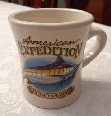 American Expedition, Explore & Discover Saltwater Fishing Diner Coffee Mug  | eBay