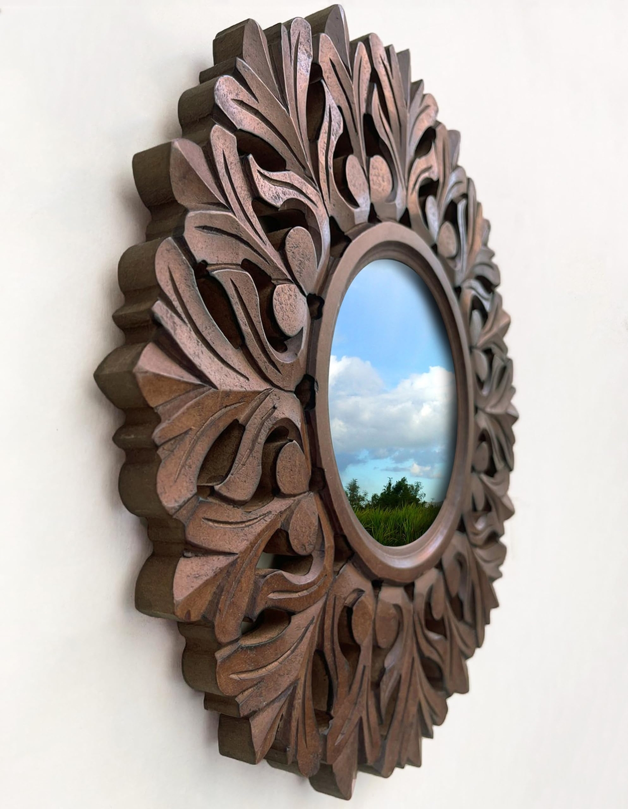 Carved Wood Wall Mirror Décor 24