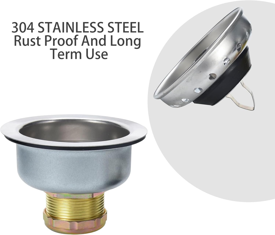 31/2 Inch Sink Drain Strainer Kitchen Stopper 2 Pack Assembly