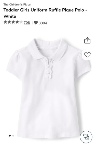 Bundle Size 5T Short Long Ruffle Pique School Uniform Polo Shirt White