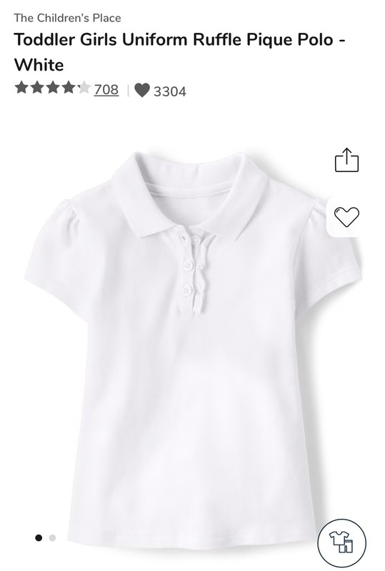 Bundle Size 5T Short Long Ruffle Pique School Uniform Polo Shirt White