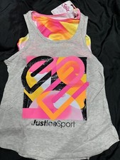 Justice sport girls Logo Set 2PC Tank Sports Bra shirt New medium Girls Top