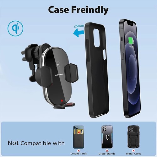 Wireless Car Charger Automatic Clamping Mount Air Vent Phone Holder for iPhone - Picture 6 of 11