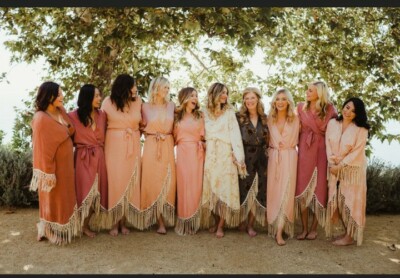 kimono style bridesmaid dress Samantha Silk getting ready bridal bridesmaids robe kimono in rose pin main image 0