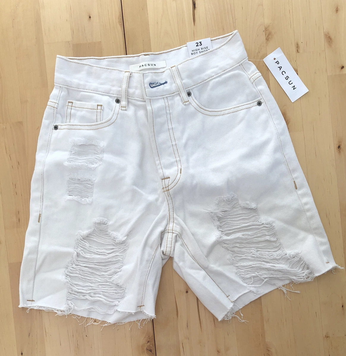 Distressed white shop bermuda shorts
