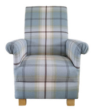 Porter & Stone Balmoral Tartan Fabric Adult Chair Armchair Checked Dove Grey New