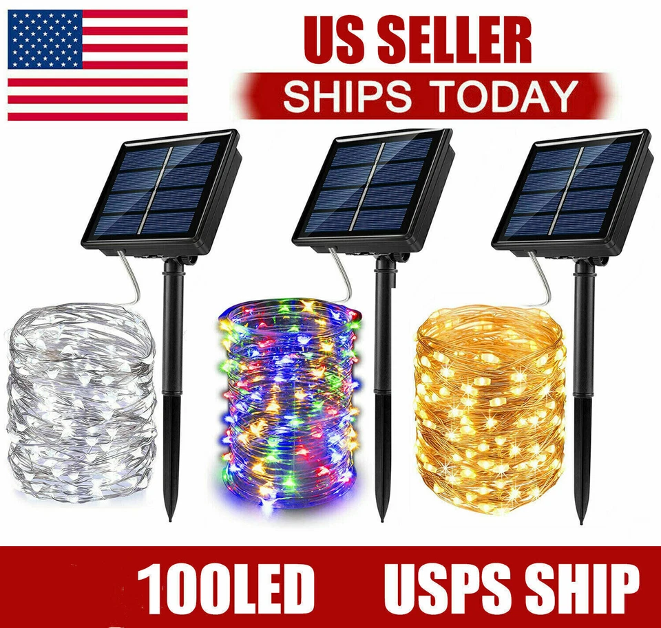 Solar String Lights Waterproof Copper Wire Fairy Outdoor Garden Party LED Lights - Image 2 of 4