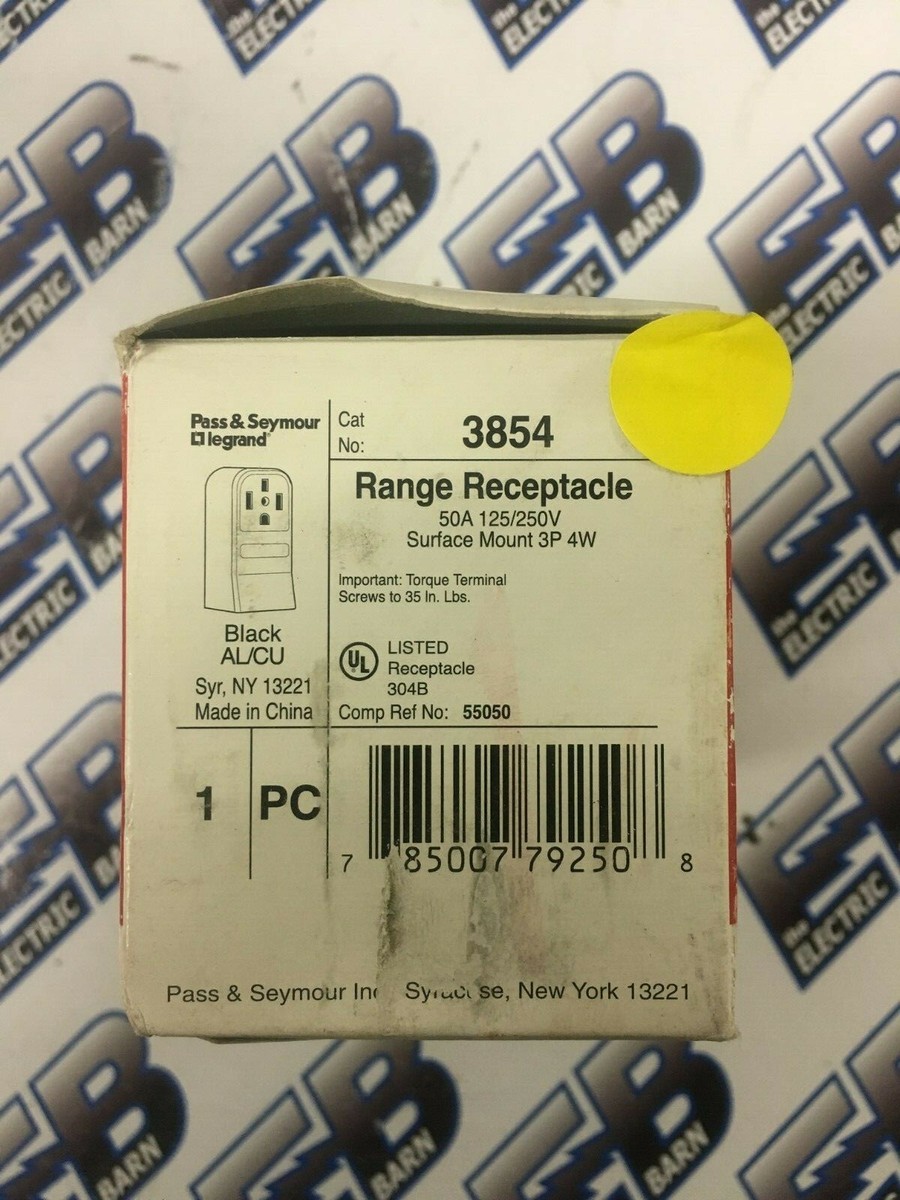 P &amp; S 3854, 50 Amp 125/250 Volt 4 Wire Range Receptacle NEW | eBay