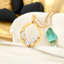 Stunning 0.50 Cts F/VS1 Round Brilliant Cut Diamonds Necklace in 14K Yellow Gold