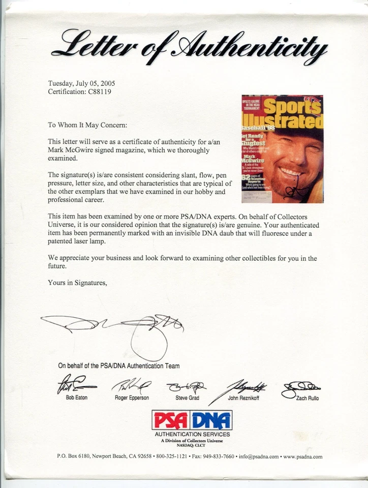 Mark McGwire Autographed 1998 Sports Illustrated Magazine PSA/DNA Cardinals - Image 3 of 3