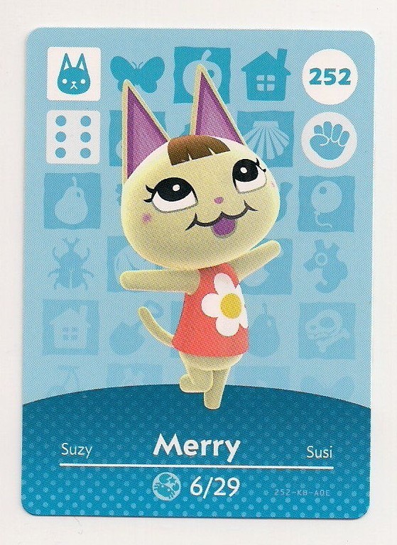 Animal Crossing amiibo Card: Merry 252 Series 3 Cat New Leaf