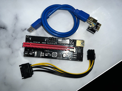 6x PCIe 1x auf 16x Riser Karte Adapter PCE164P-N08 Mining Bitcoin USB 6-Pin