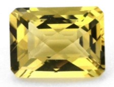 LEMON QUARTZ 10 x 8 MM EMERALD CUT CHECKERBOARD TOP ALL NATURAL AAA