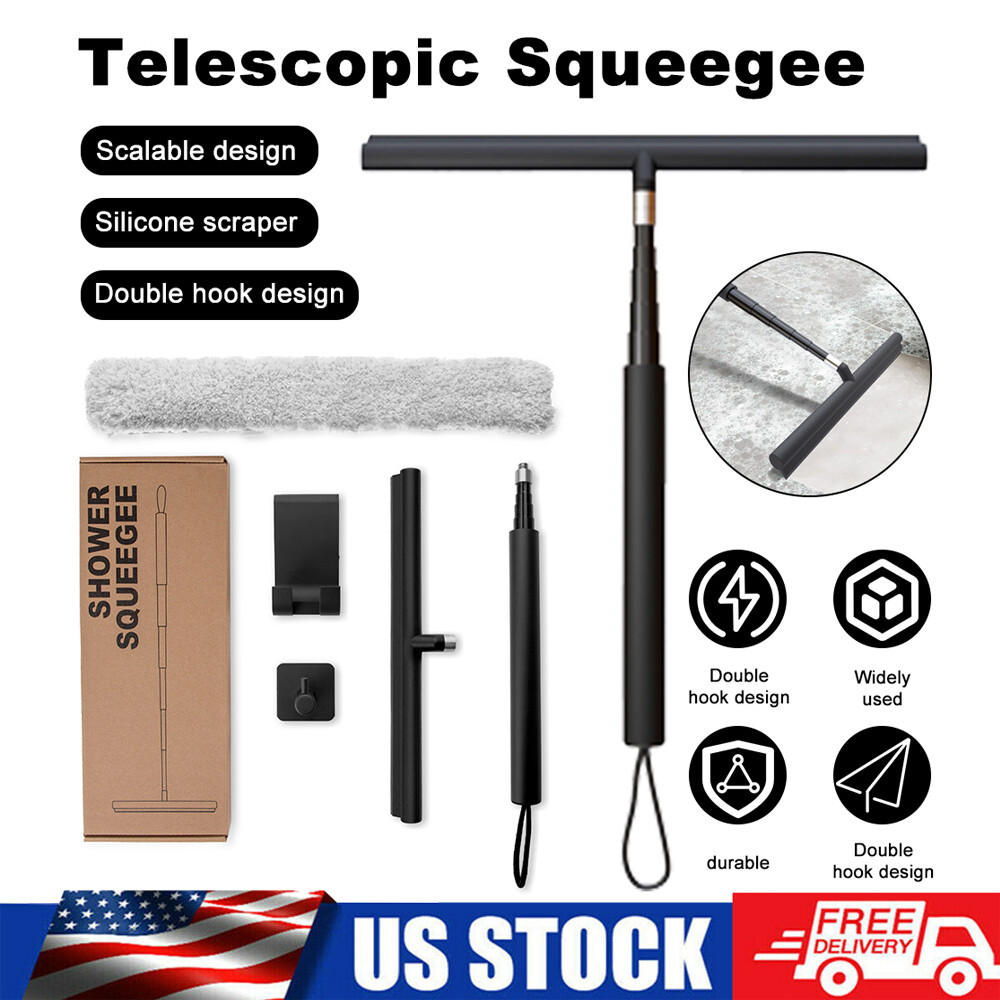 Window Squeegee Telescopic Cleaner Blade Shower Car Wiper Screen Washer Squeegy