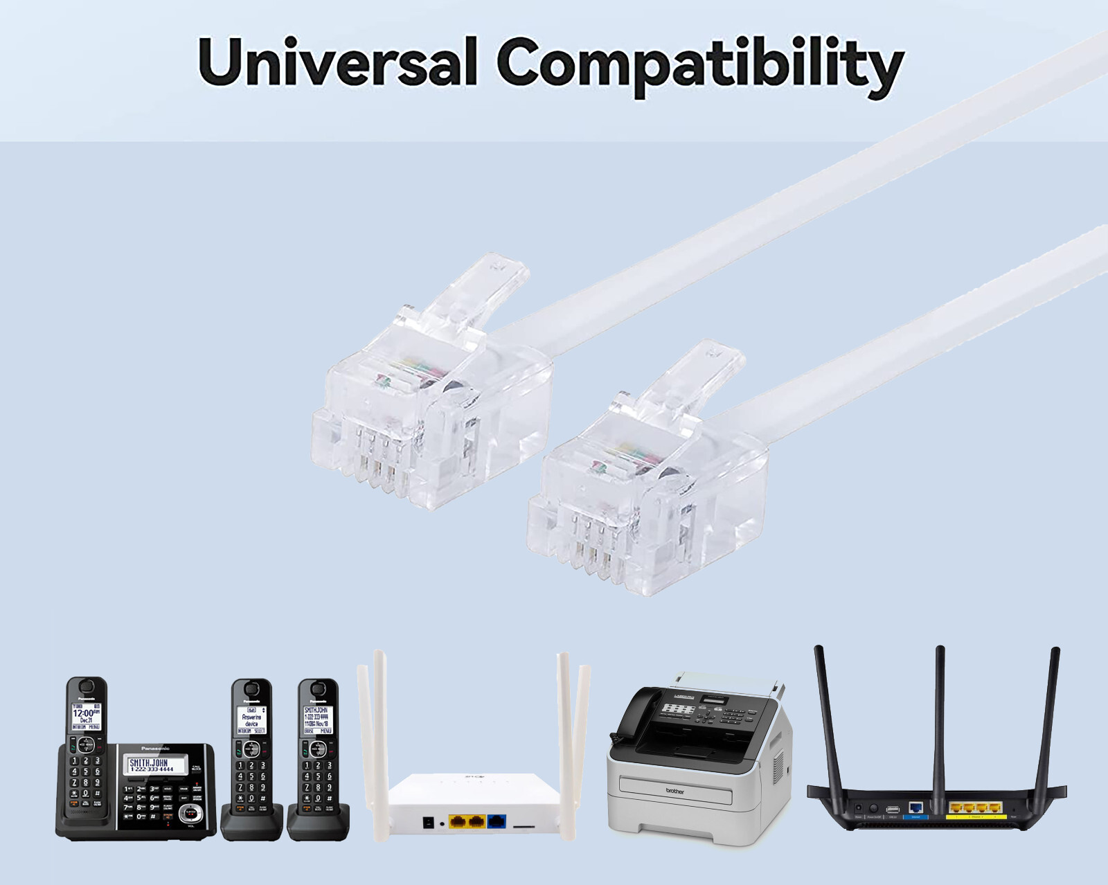 High Speed RJ11 Cable US Broadband Router Modem ADSL Extension