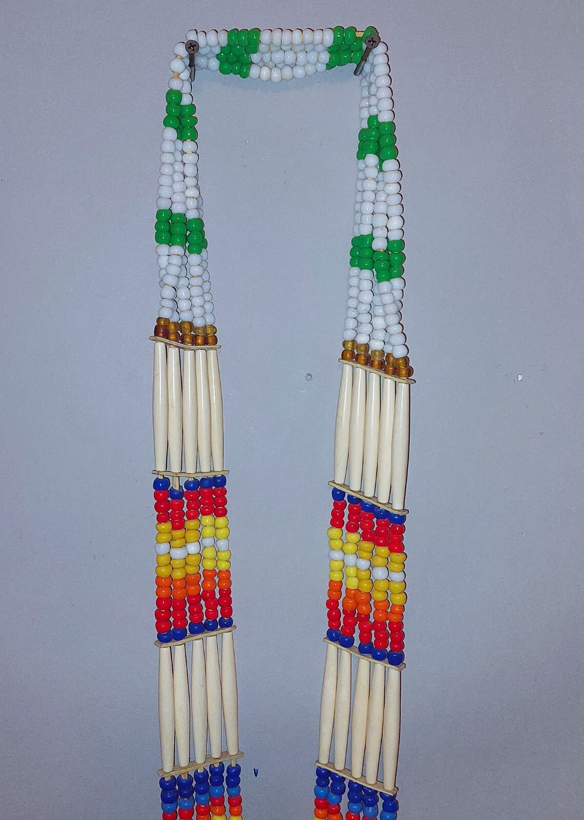 VINTAGE 5 STRAND BEADED HAIR PIPE NATIVE AMERICAN CHEYENNE BANDOLIER