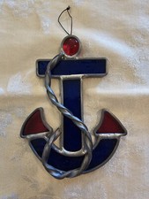 Vintage Tiffany Nautical Themed Boat Anchor Suncatcher