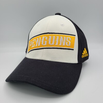 Pittsburgh Penguins Hat Adidas NHL Hockey Pens Black White Gold Flex Fit S/M Cap