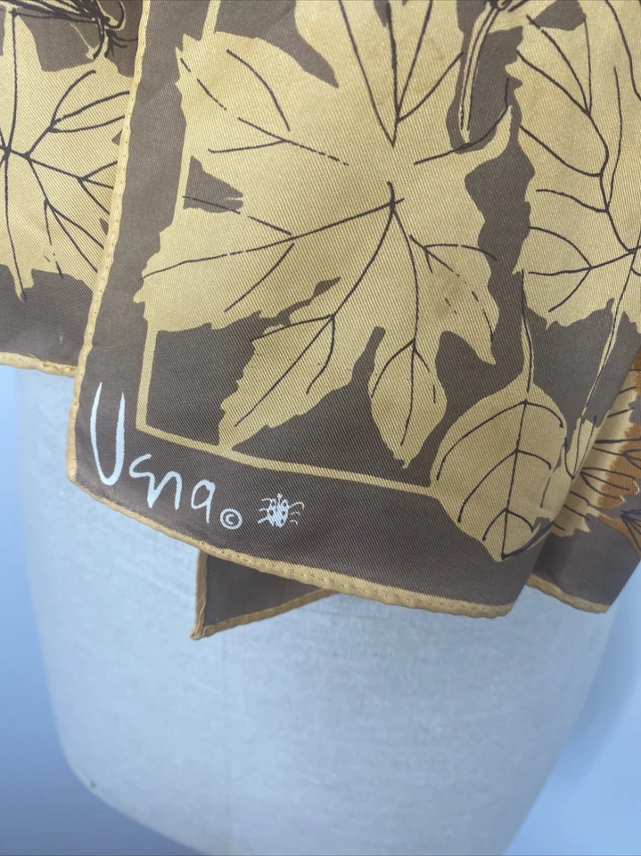 Vintage Vera Bufanda Hoja Naranja Marrón Otoño Otoño Corbata Cuello 14" x 43" Hojas Foto 2 de 4