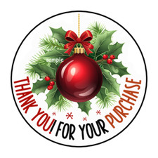 30 CHRISTMAS THANK YOU FOR YOUR PURCHASE STICKERS ENVELOPE SEALS LABELS 1.5"