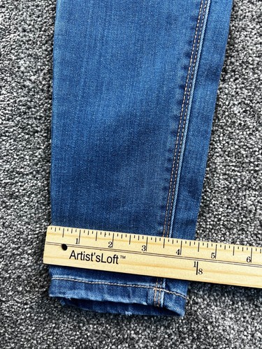 Jeans ajustados de cera talla 7/28 Butt I Love You lavado oscuro desgastado elástico azul - Imagen 16 de 18