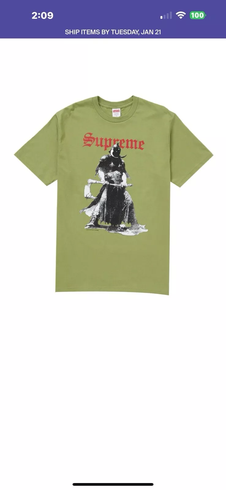 Tee shirt Supreme x Frank Frazetta Destruction taille S. Paquet neuf scellé