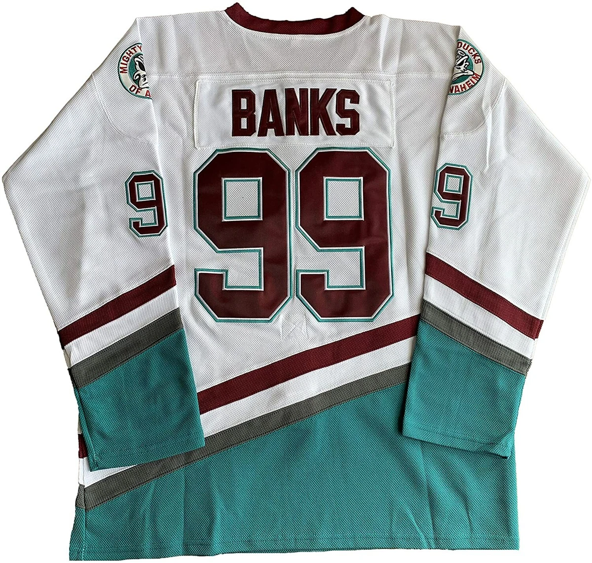 1994 Adam Banks Anaheim Mighty Ducks D2 Movie CCM NHL White Jersey